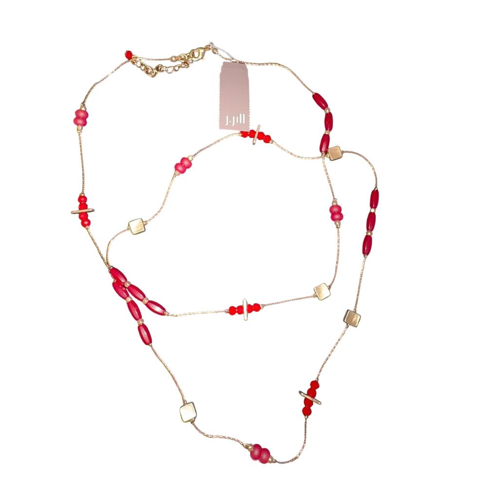 J Jill red agate and gold chain statement necklace MSRP $49 new
